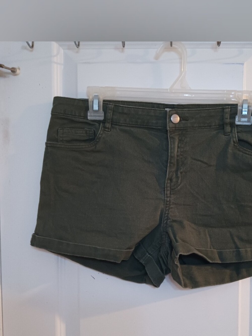 H&M Olive Green Denim Cuffed Shorts